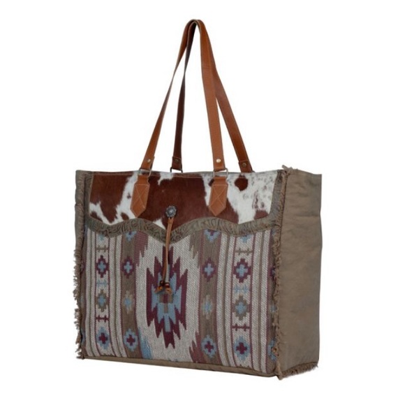 New Bohemian Aztec Western Print Weekender Travel Tote Bag - Picture 3 of 6